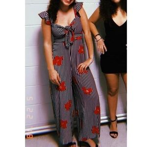 Madewell striped floral jumpsuit